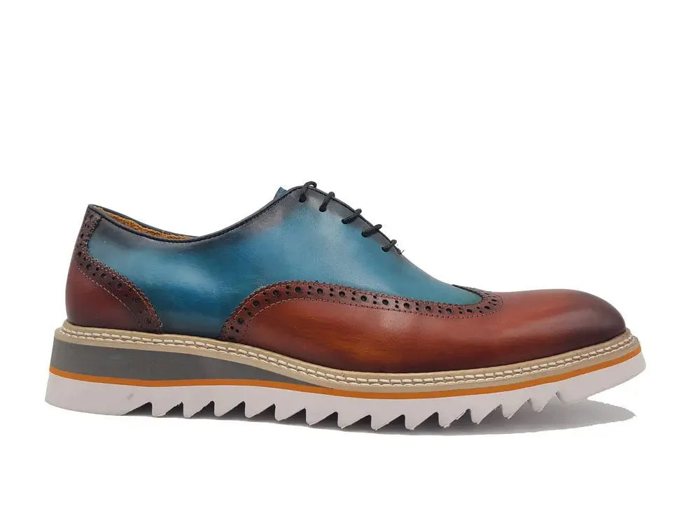 Carrucci Shoes Premium Patina Finish Two Tone Oxford Wingtip Ks552-16t - Image 2