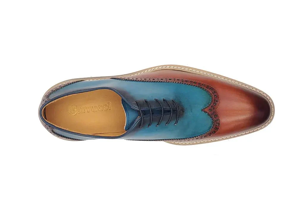 Carrucci Shoes Premium Patina Finish Two Tone Oxford Wingtip Ks552-16t - Image 3