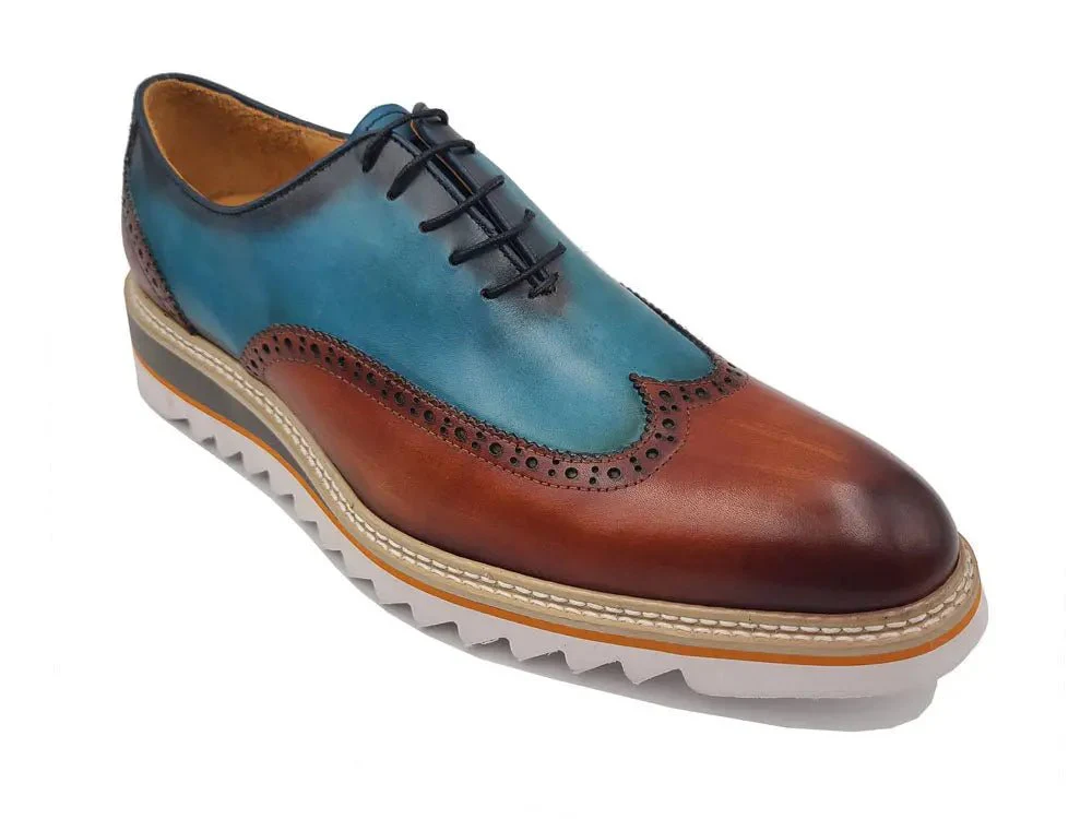 Carrucci Shoes Premium Patina Finish Two Tone Oxford Wingtip Ks552-16t - Image 4