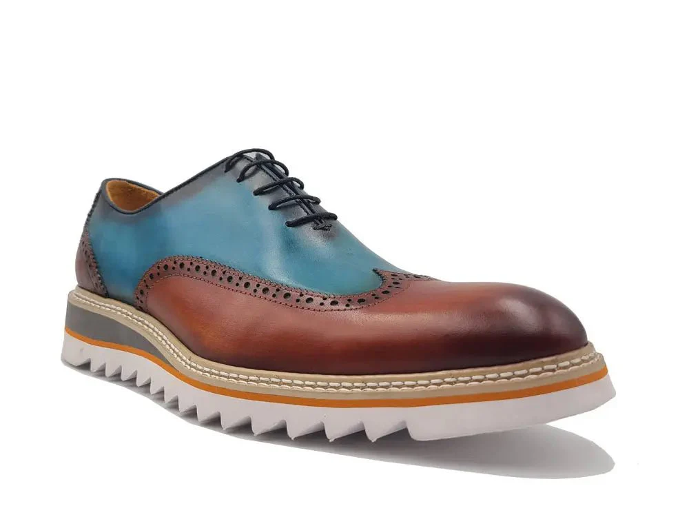 Carrucci Shoes Premium Patina Finish Two Tone Oxford Wingtip Ks552-16t - Image 5