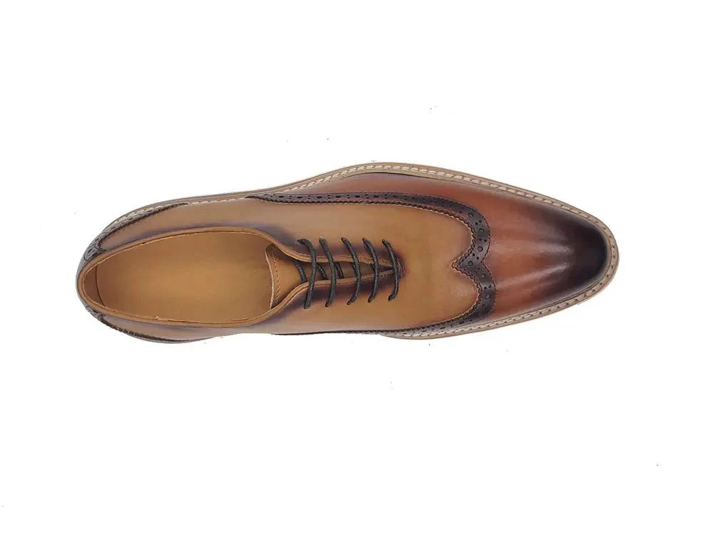 Carrucci Shoes Premium Patina Finish Two Tone Oxford Wingtip Ks552-16t - Image 7