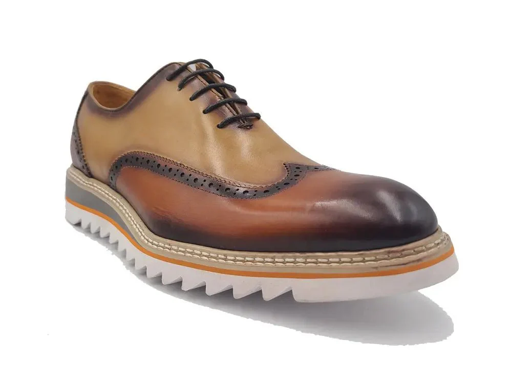 Carrucci Shoes Premium Patina Finish Two Tone Oxford Wingtip Ks552-16t - Image 9