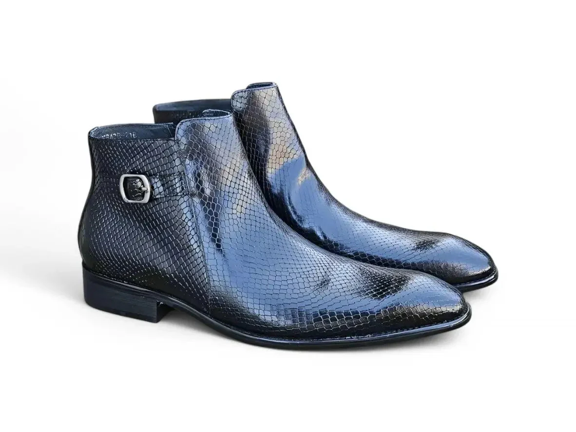 Carrucci Shoes Python Printed Calfskin Buckle Strap Boot KB478-21E