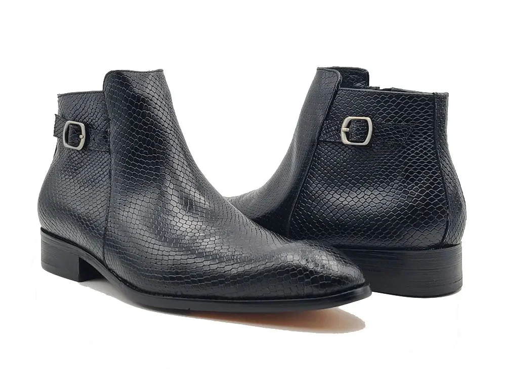Carrucci Shoes Python Printed Calfskin Buckle Strap Boot KB478-21E - Image 2