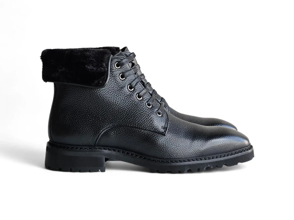 Carrucci Shoes Rugged Boot With Vegan Shearling Collar Leather KB516-52 - Image 2