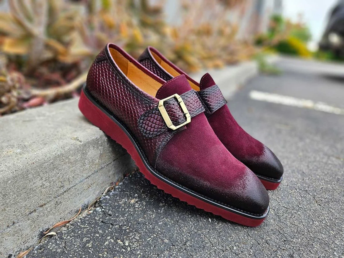 Carrucci Shoes Shoes Men's Suede Buckle Monkstrap Slip On - Image 2