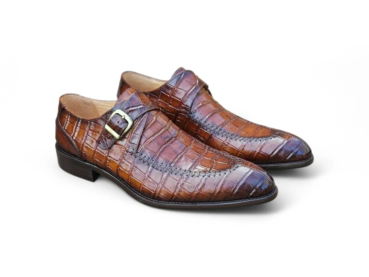 Carrucci Shoes Single Monk Buckle Split Toe Loafer Calfskin Ks479-13