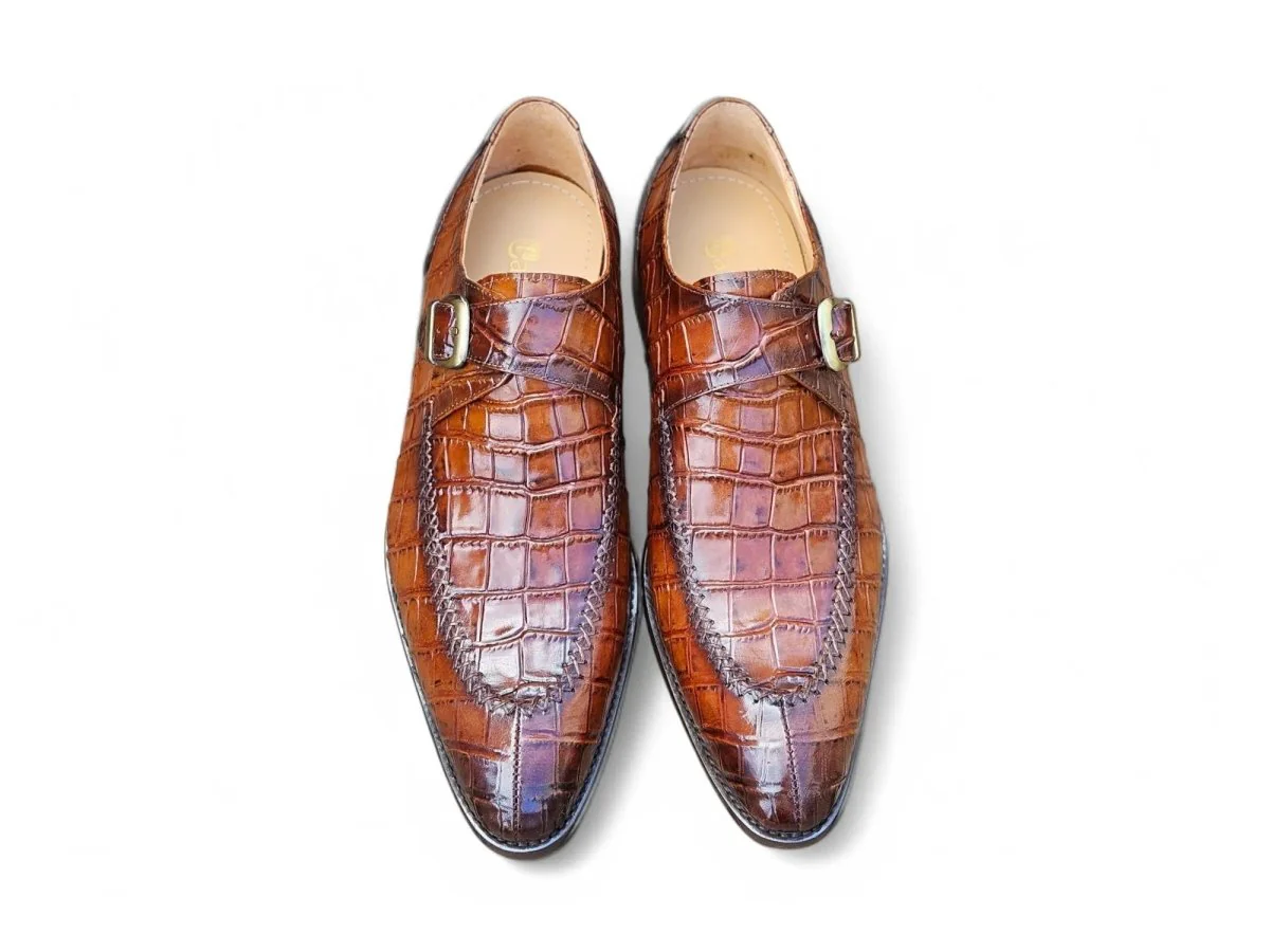 Carrucci Shoes Single Monk Buckle Split Toe Loafer Calfskin Ks479-13 - Image 2