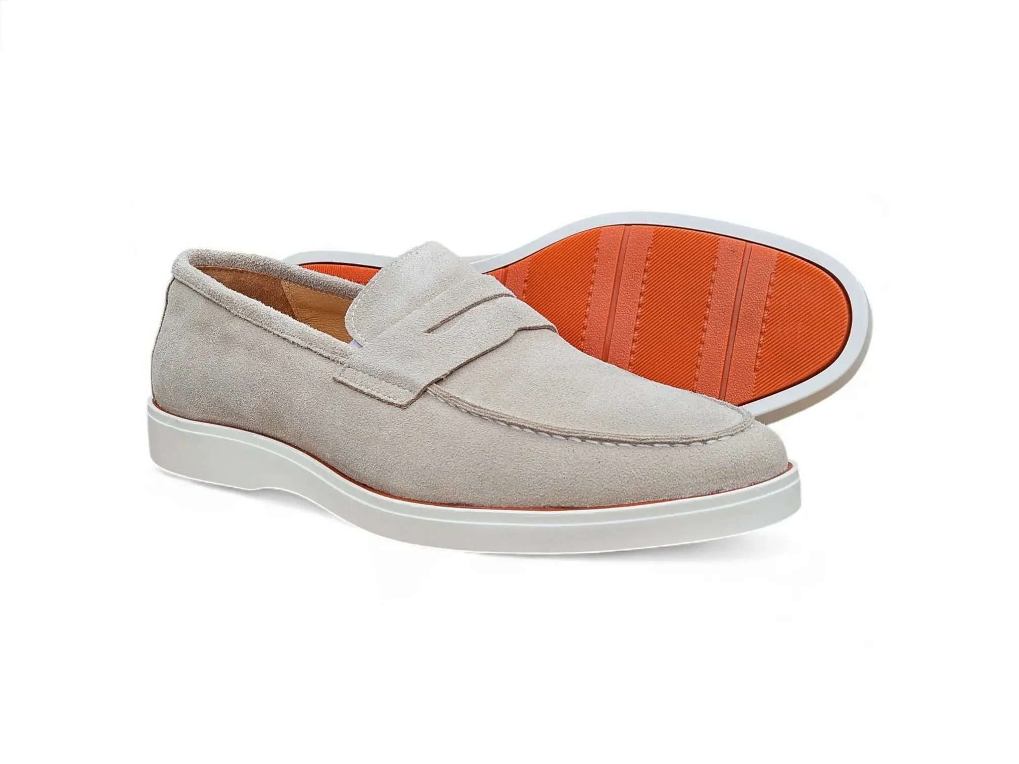 Carrucci Shoes Supple Suede Penny Loafer Sporty Sole Premium KS660-03S