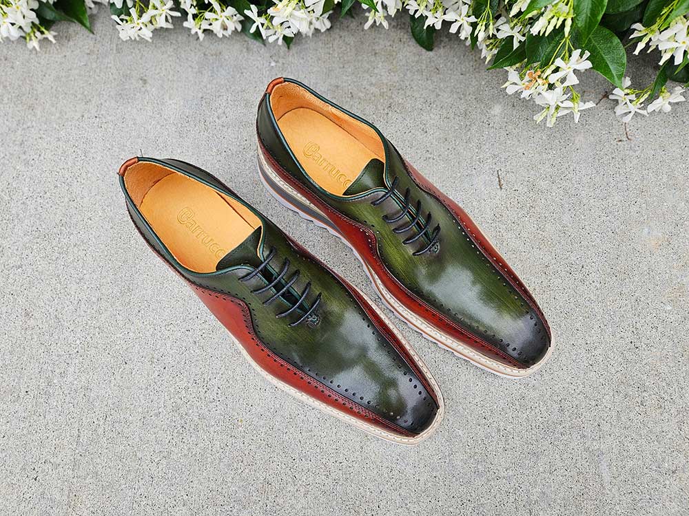 Carrucci Shoes Two Tone Hand Burnished Brogue Oxford Calfskin KS550-05T - Image 13