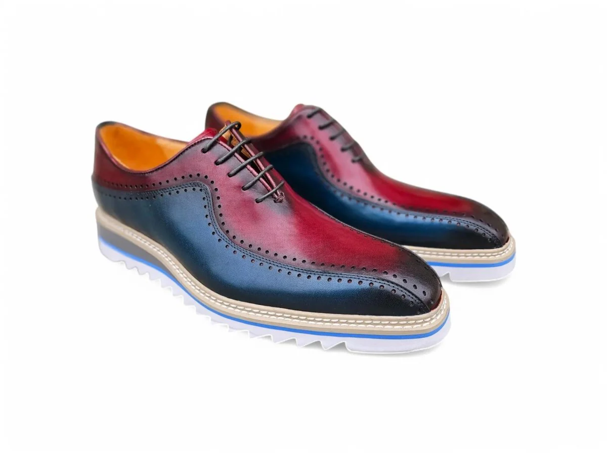 Carrucci Shoes Two Tone Hand Burnished Brogue Oxford Calfskin KS550-05T - Image 20