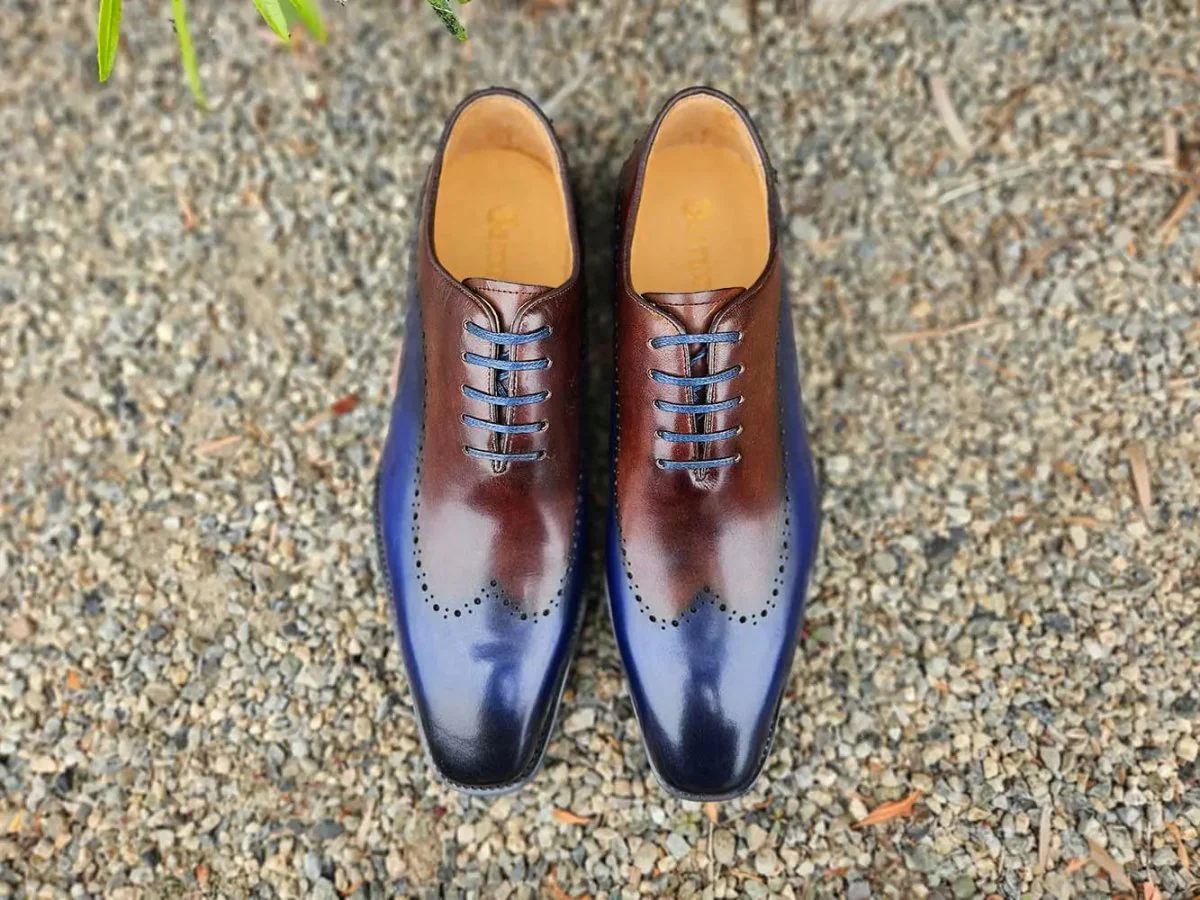Carrucci Shoes Two Tone Oxford Men's Calfskin Leather KS515-33T - Image 21