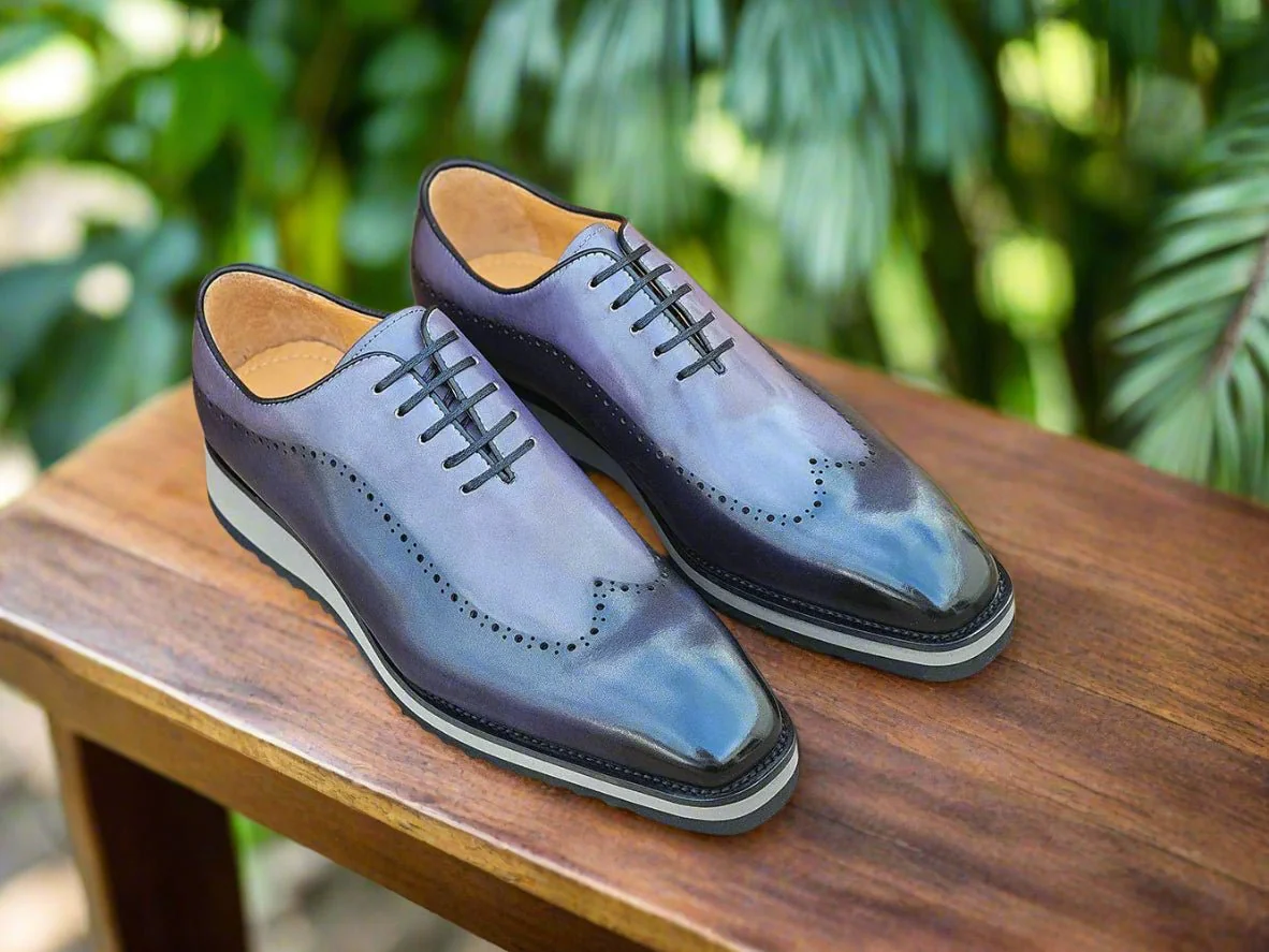 Carrucci Shoes Two Tone Oxford Men's Calfskin Leather KS515-33T - Image 4