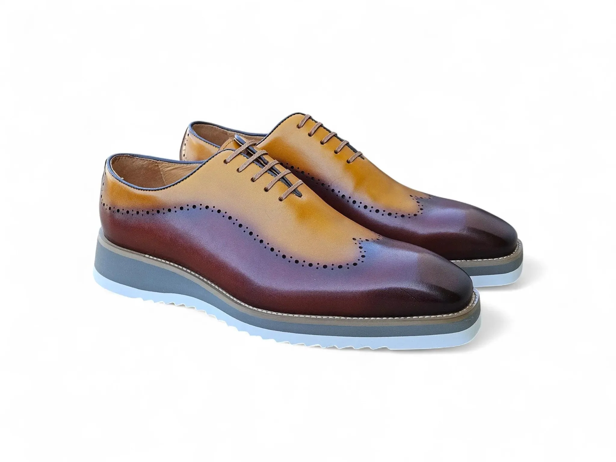 Carrucci Shoes Two Tone Oxford Men's Calfskin Leather KS515-33T - Image 8