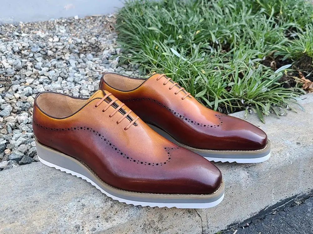 Carrucci Shoes Two Tone Oxford Men's Calfskin Leather KS515-33T - Image 9