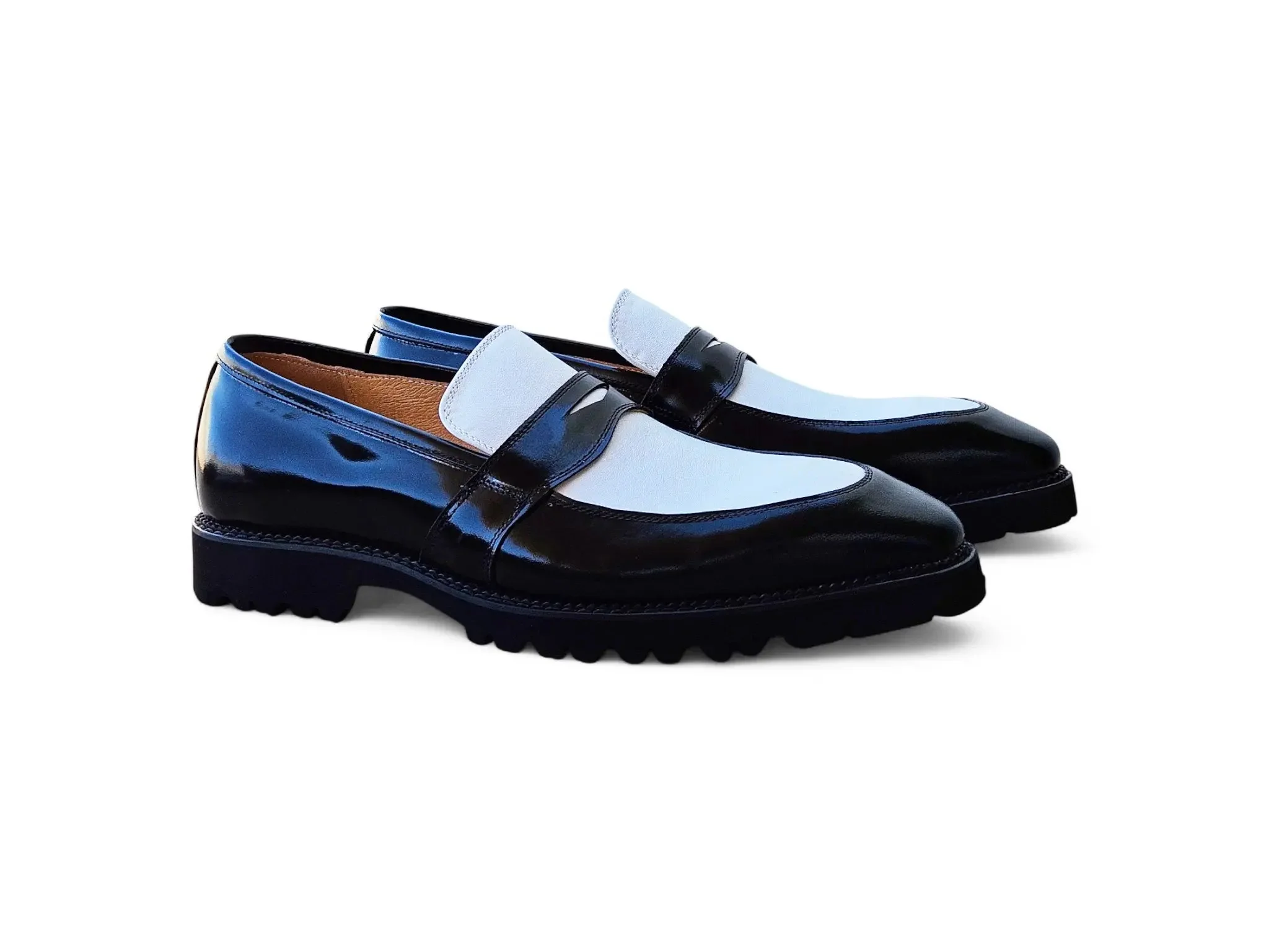 Carrucci Shoes Two Tone Patent Leather Penny Loafer Leather KS480-102PT - Image 12