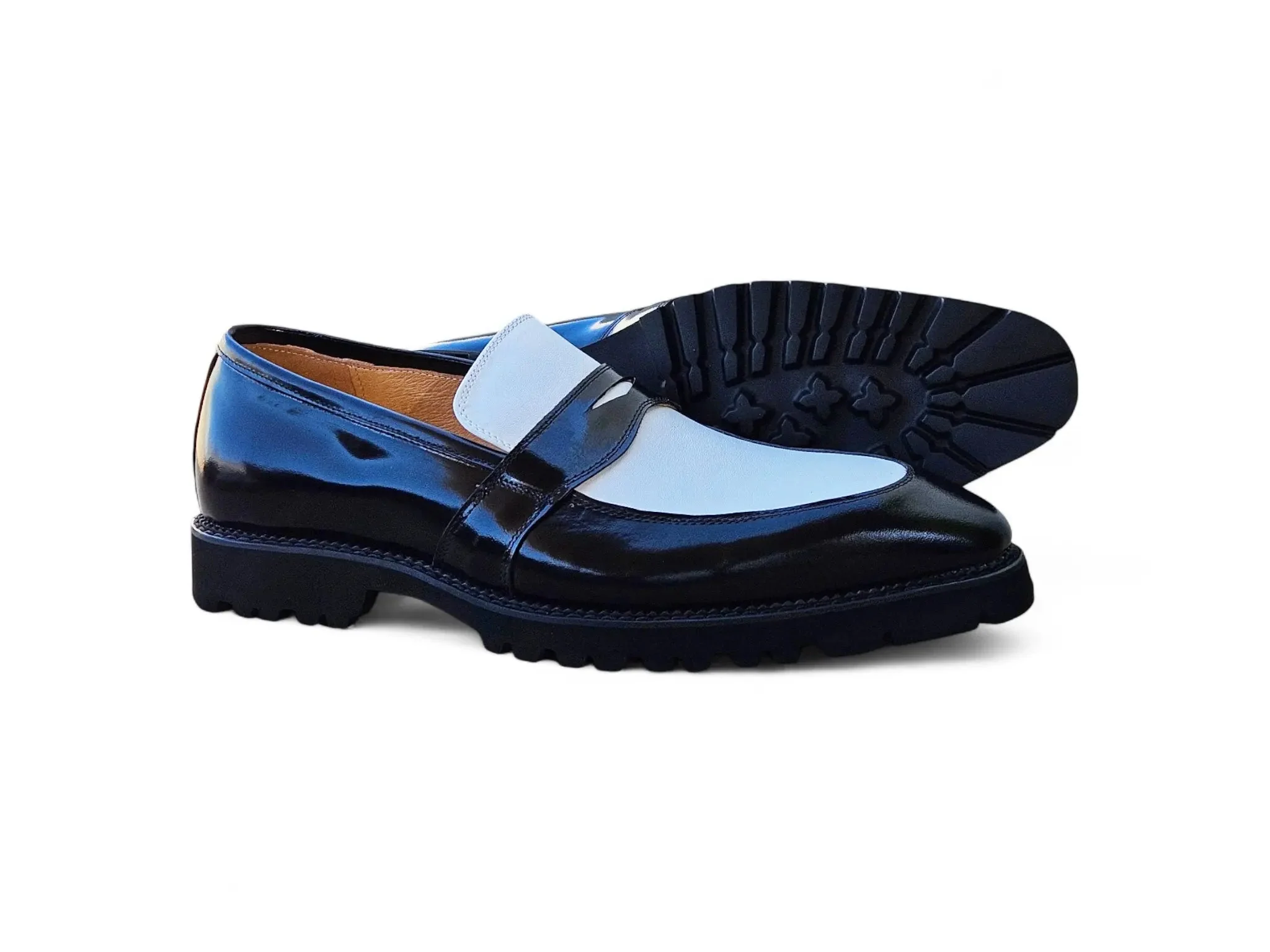 Carrucci Shoes Two Tone Patent Leather Penny Loafer Leather KS480-102PT - Image 13