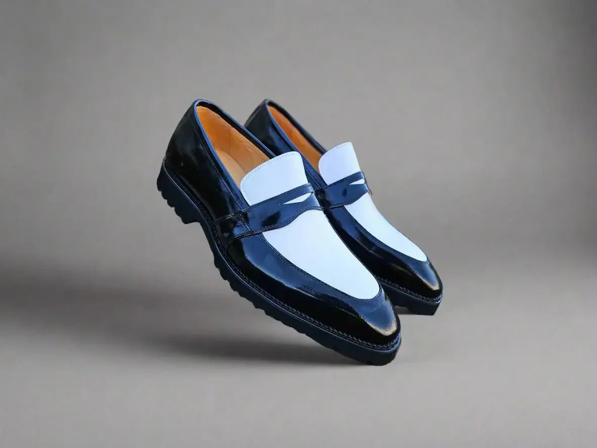 Carrucci Shoes Two Tone Patent Leather Penny Loafer Leather KS480-102PT - Image 14
