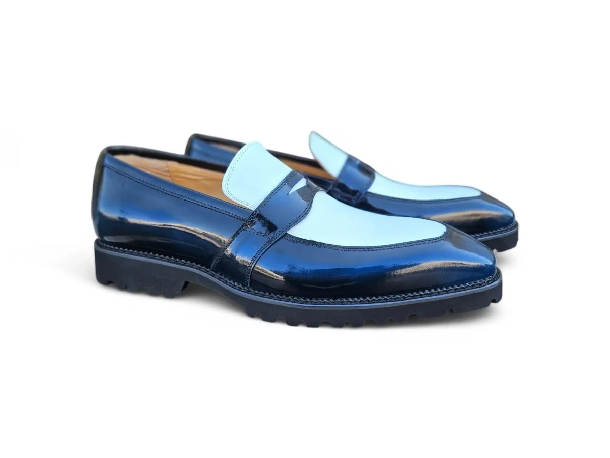 Carrucci Shoes Two Tone Patent Leather Penny Loafer Leather KS480-102PT - Image 17