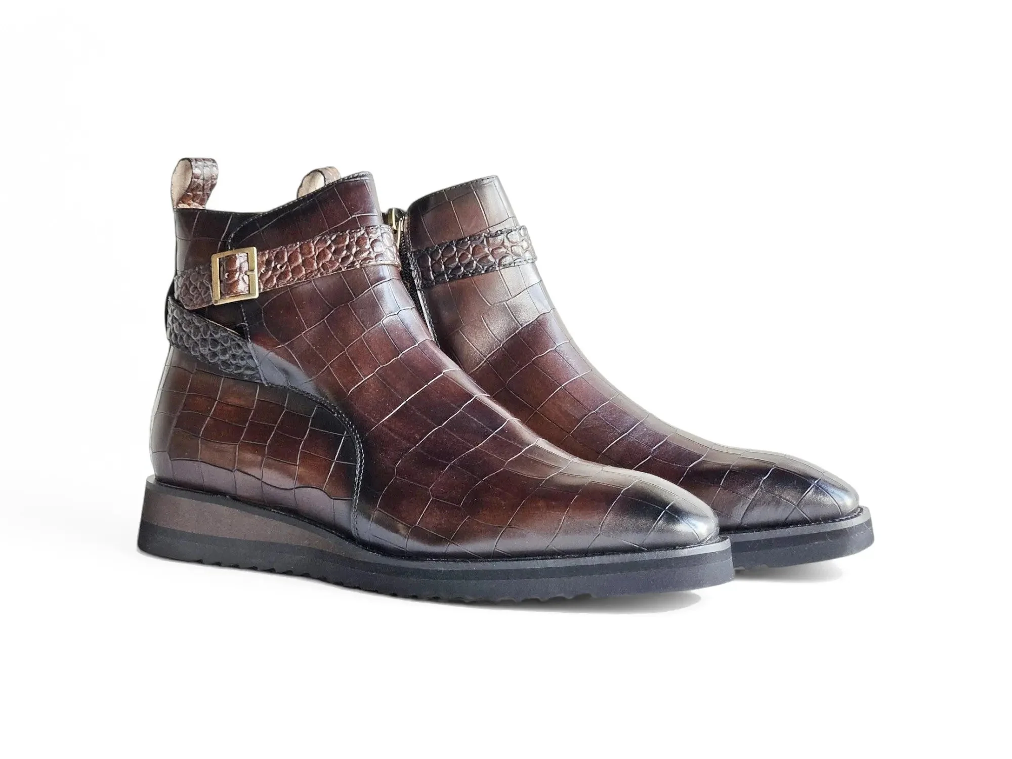 Carrucci Shoes Vesper Cross Strap Buckle Boot Men's Calfskin Leather KB517-01E - Image 7