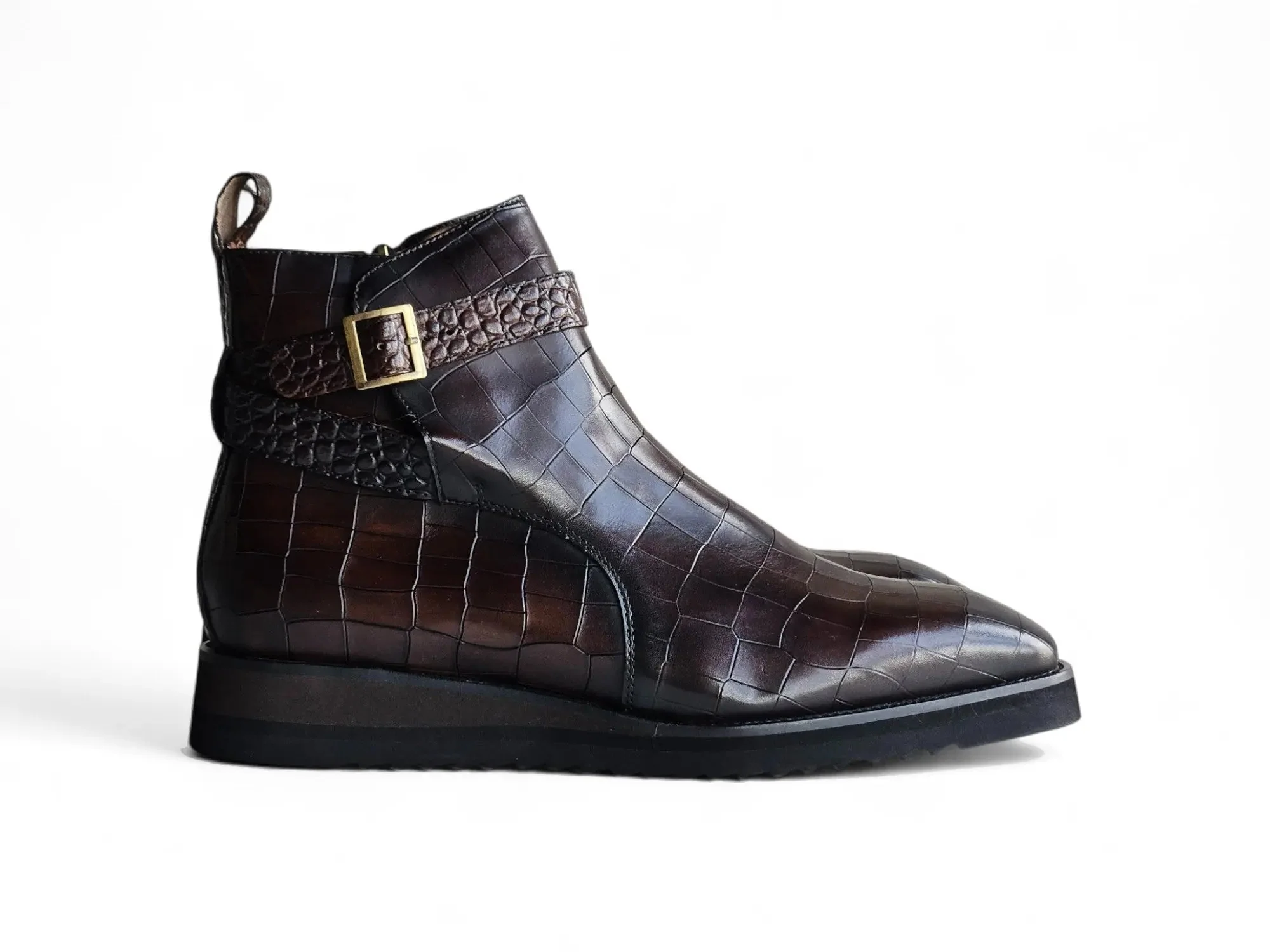 Carrucci Shoes Vesper Cross Strap Buckle Boot Men's Calfskin Leather KB517-01E - Image 8