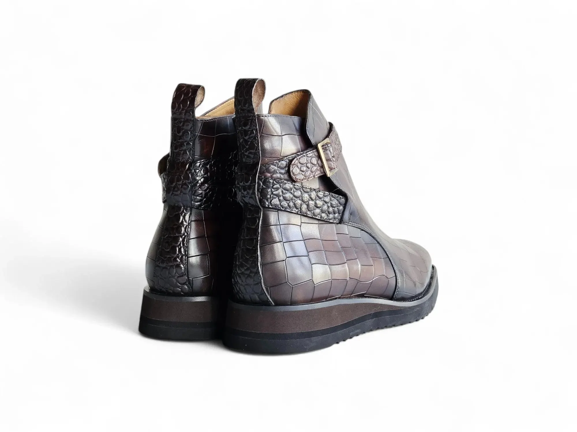 Carrucci Shoes Vesper Cross Strap Buckle Boot Men's Calfskin Leather KB517-01E - Image 9