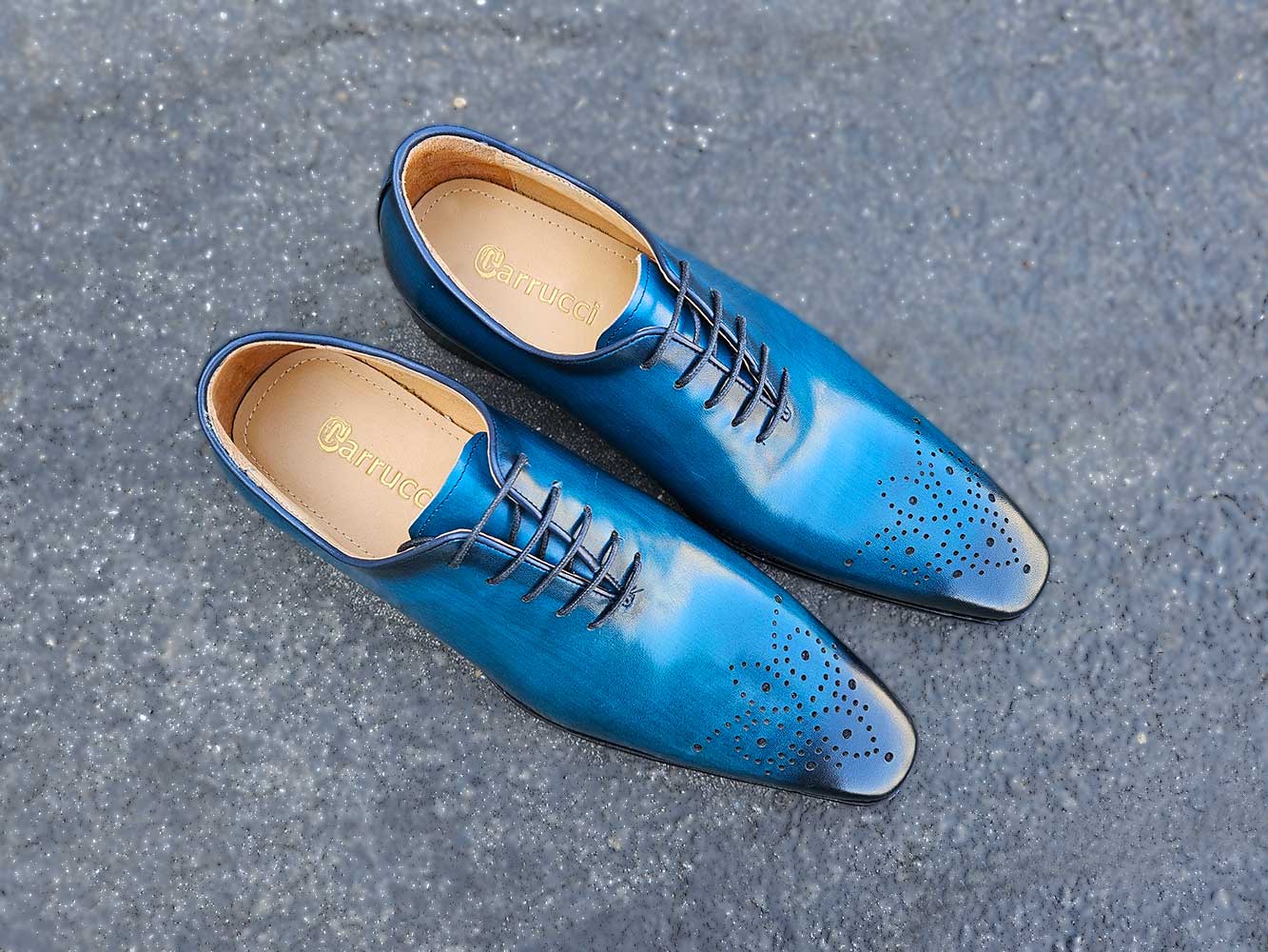 Carrucci Shoes Wholecut Calf Oxford Men's Leather KS503-36 - Image 10
