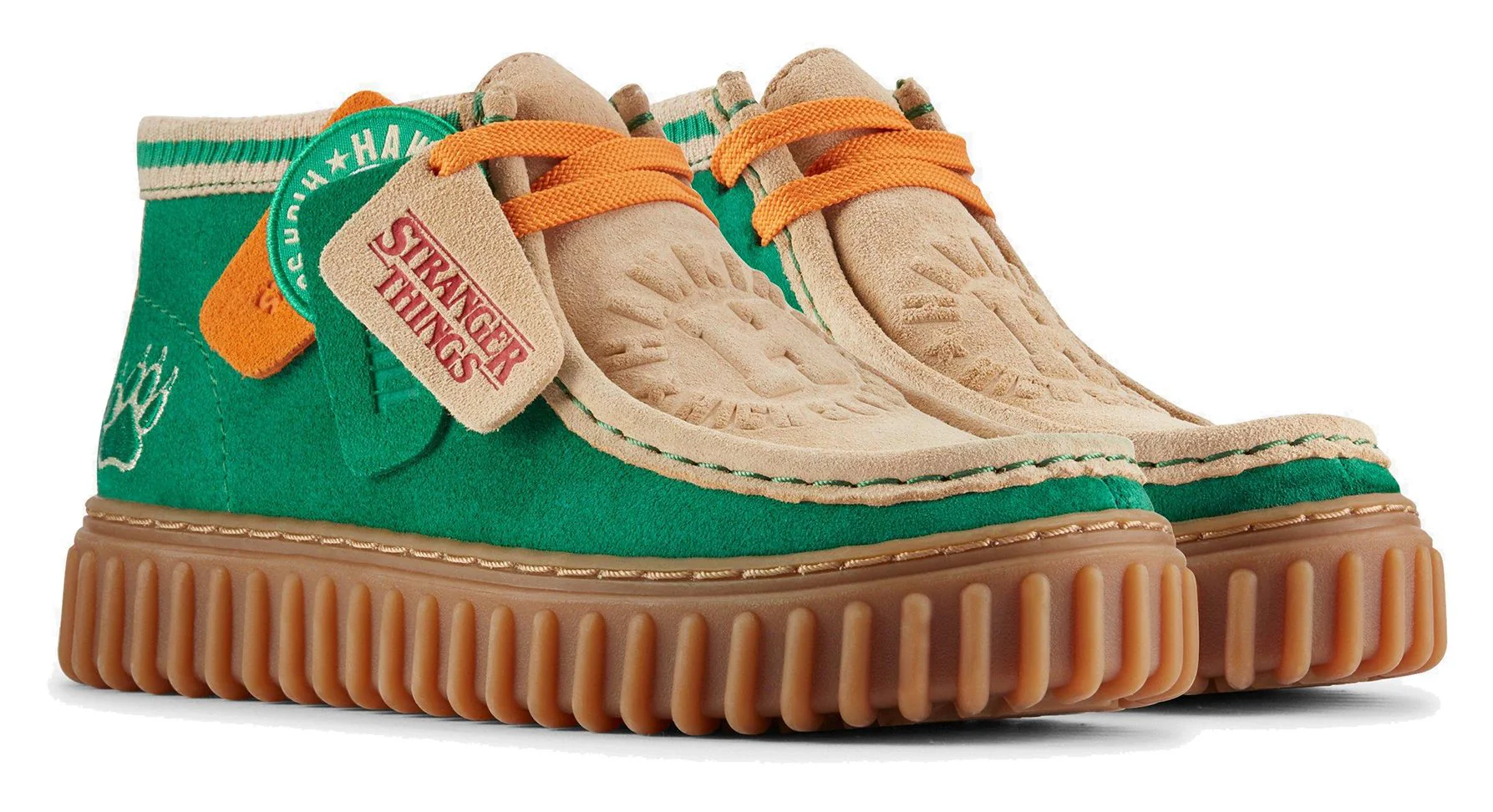 Clarks Originals Torhill HI Stranger Things Limited Edition Men's Green Combi Suede 26181026 - Image 2