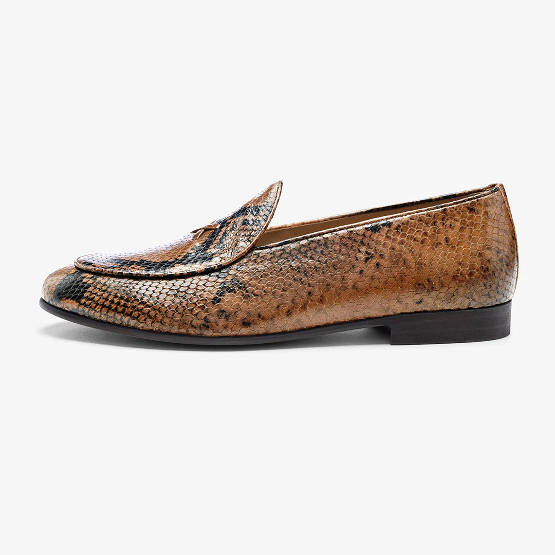 Del Toro Shoes Men's Brown Snakeskin Milano Loafer - Image 10