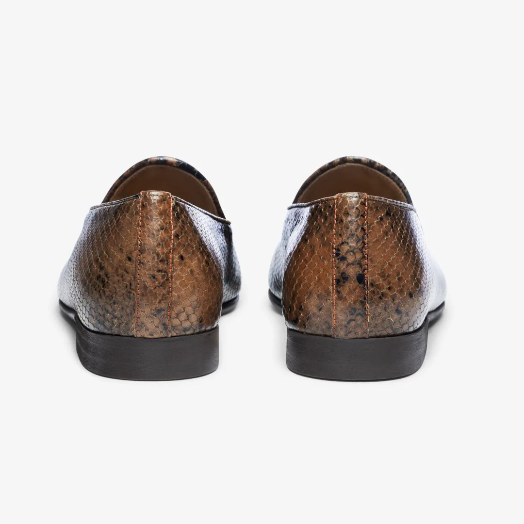 Del Toro Shoes Men's Brown Snakeskin Milano Loafer - Image 14