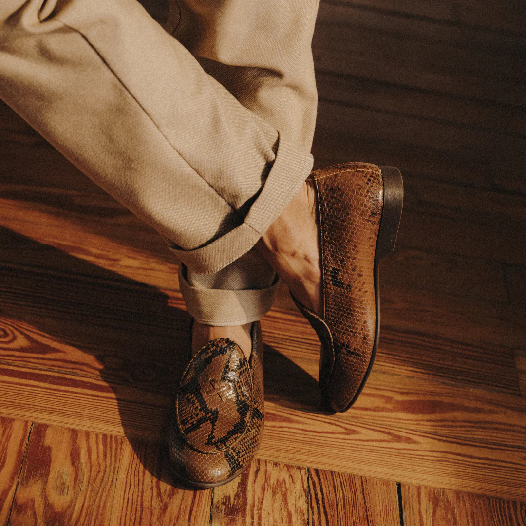 Del Toro Shoes Men's Brown Snakeskin Milano Loafer - Image 2