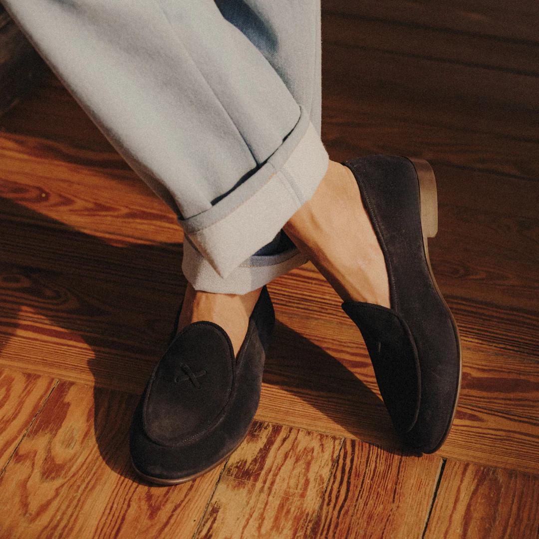 Del Toro Shoes Men's Navy Suede Milano Loafer - Image 3