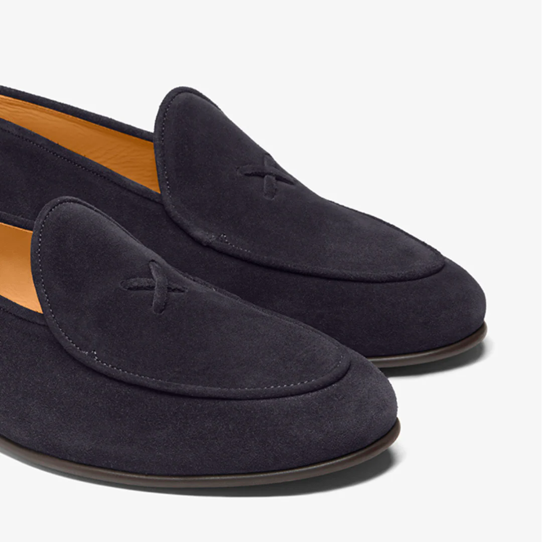 Del Toro Shoes Men's Navy Suede Milano Loafer - Image 4