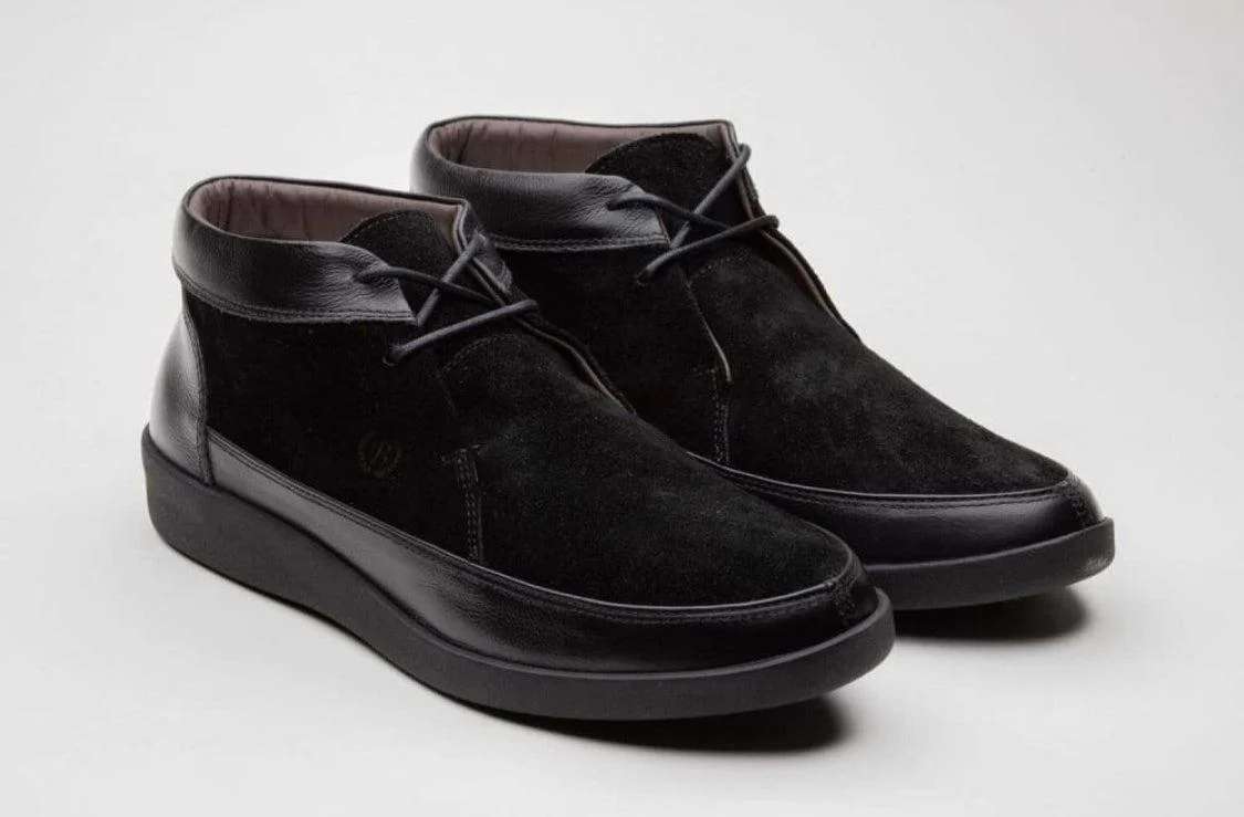 Johnny Famous Bally Style Central Park Men’s High Tops – Black Leather and Suede – Vintage 80s Vibe - Image 2