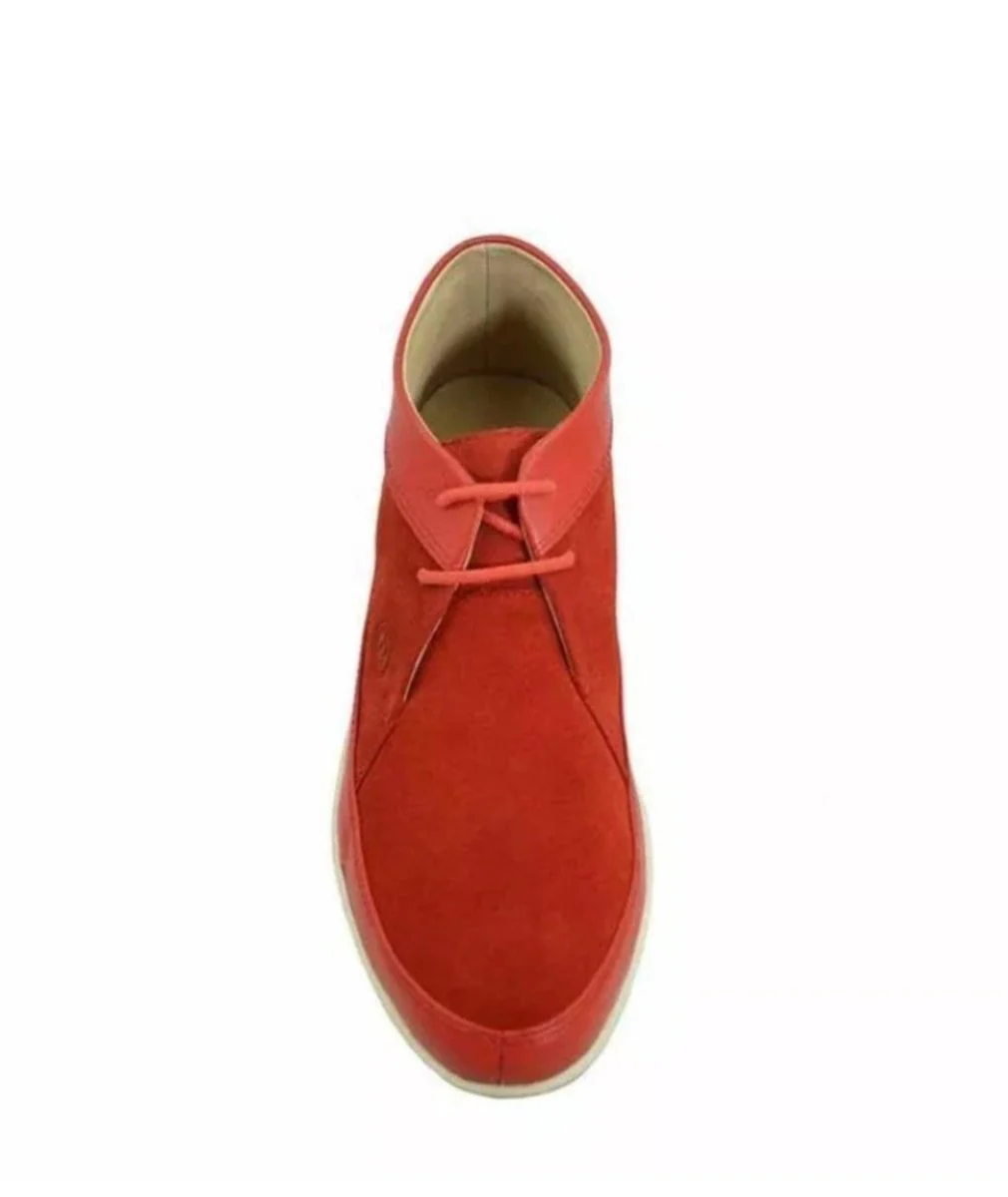 Johnny Famous Bally Style Central Park Men’s High Tops – Red Suede and Leather – Vintage 80s Vibe - Image 5