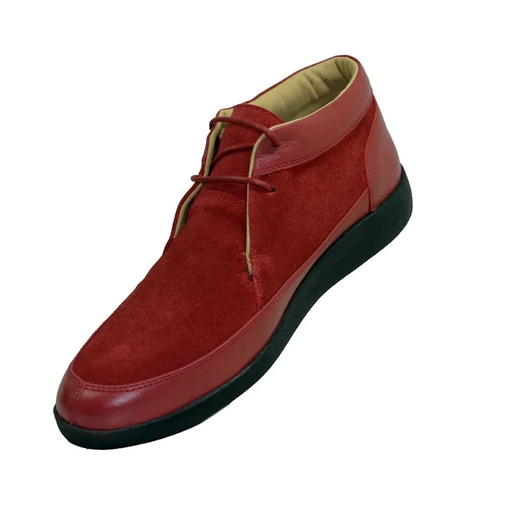 Johnny Famous Bally Style Central Park Men’s High Tops – Red Suede and Leather with Black Sole – Vintage 80s Vibe - Image 4