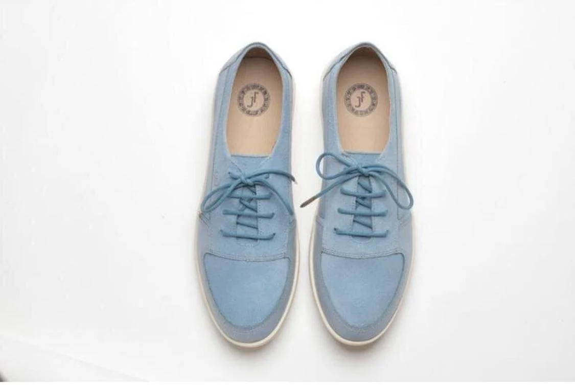 Johnny Famous Bally Style Midtown Men’s Low Tops – Powder Blue Suede – Vintage 80s Vibe - Image 3