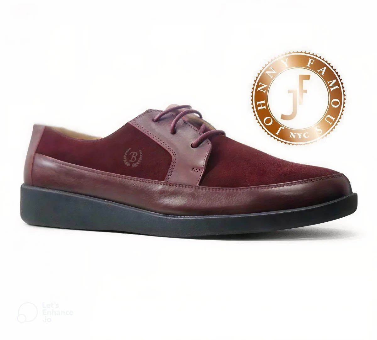 Johnny Famous Bally Style Park West Men’s Low Tops – Burgundy Suede and Leather – Vintage 80s Vibe