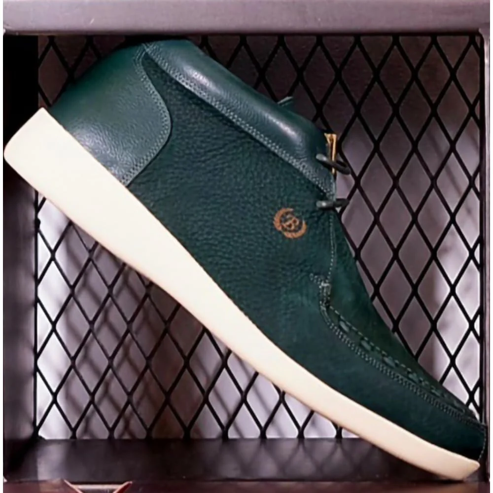 Johnny Famous Bally Style Soho Men’s Emerald Green Leather High Tops – Vintage 80s Vibe