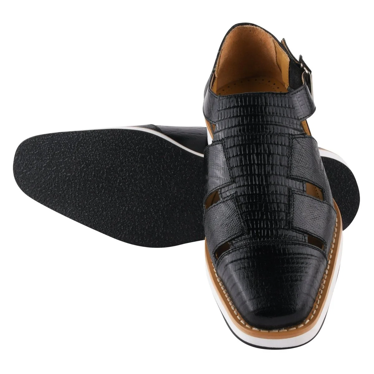 Liberty Zeno Adam Mens Fisherman Lizard Print Genuine Leather Buckle Closure Sandals - Image 15