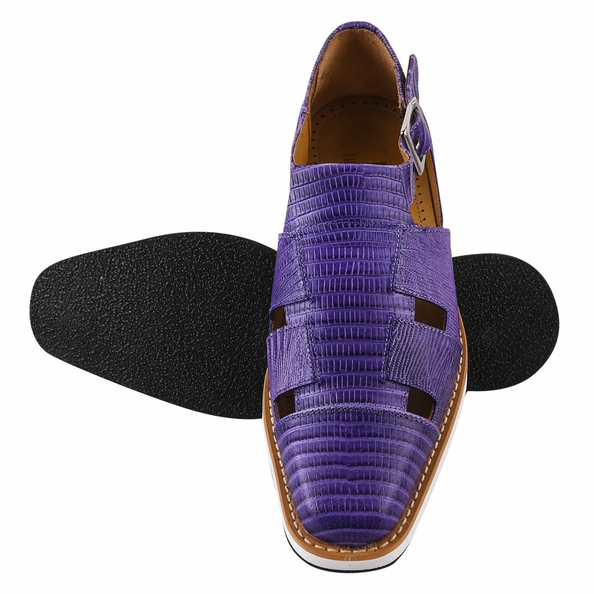 Liberty Zeno Adam Mens Fisherman Lizard Print Genuine Leather Buckle Closure Sandals - Image 2