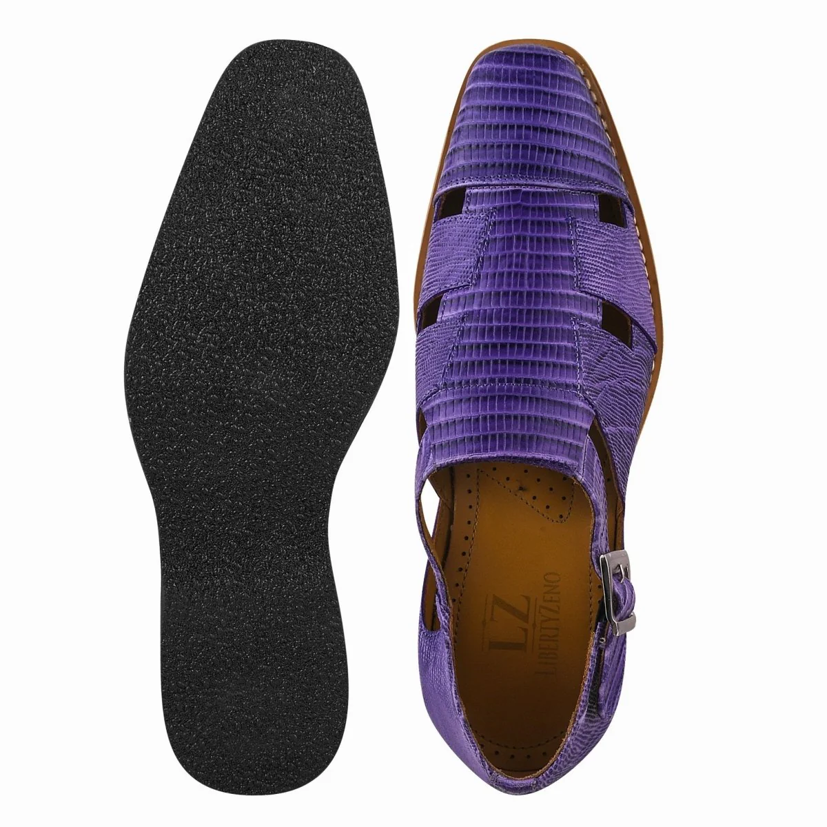 Liberty Zeno Adam Mens Fisherman Lizard Print Genuine Leather Buckle Closure Sandals - Image 8