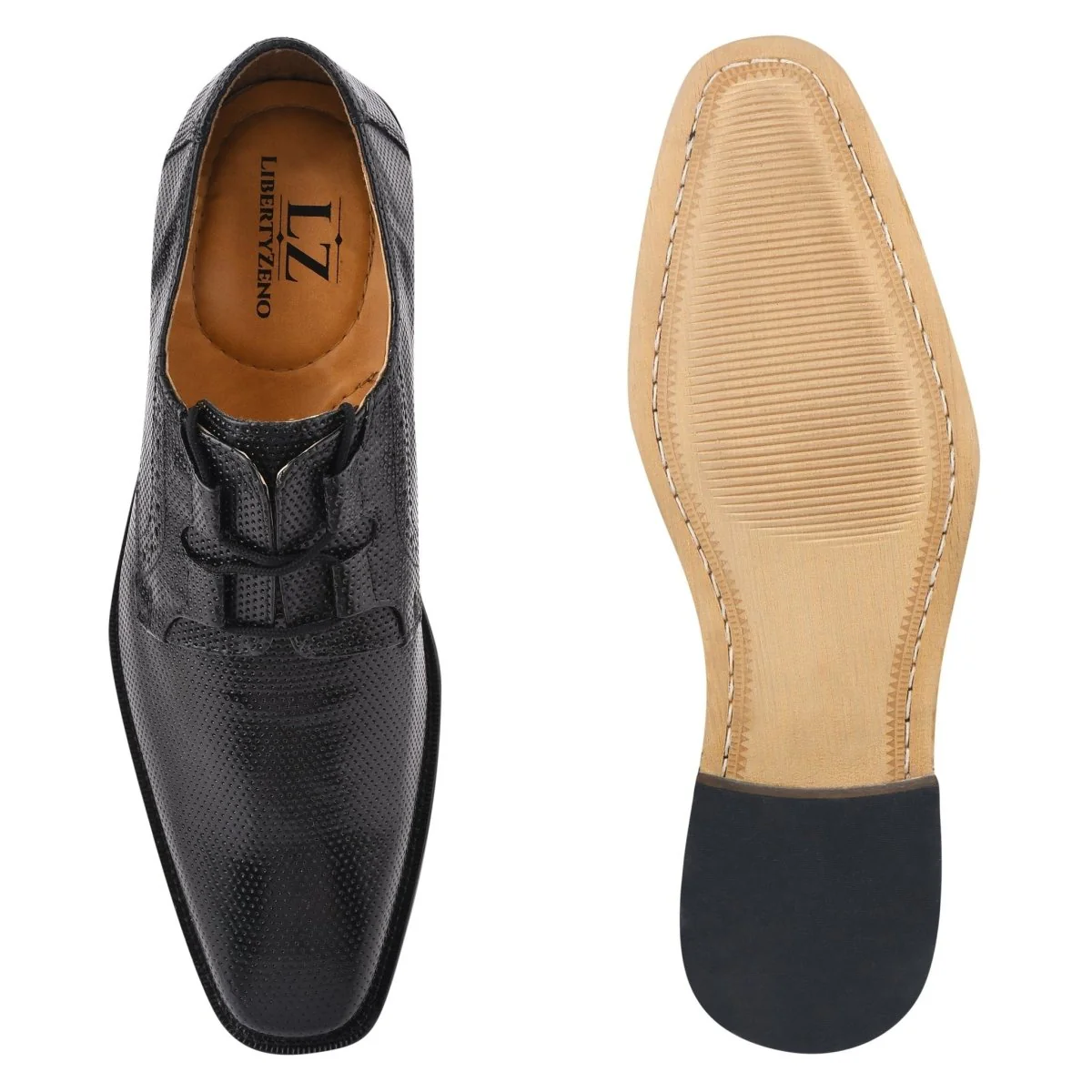 Liberty Zeno Blacktown Genuine Leather Oxford Style Lace-Up Dress Shoes For Men - Image 26