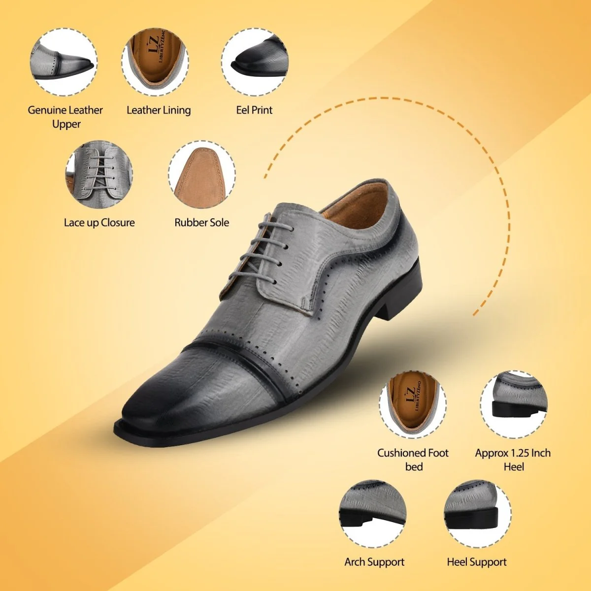 Liberty Zeno BRUCE Leather Oxford Style Dress Shoes - Image 10