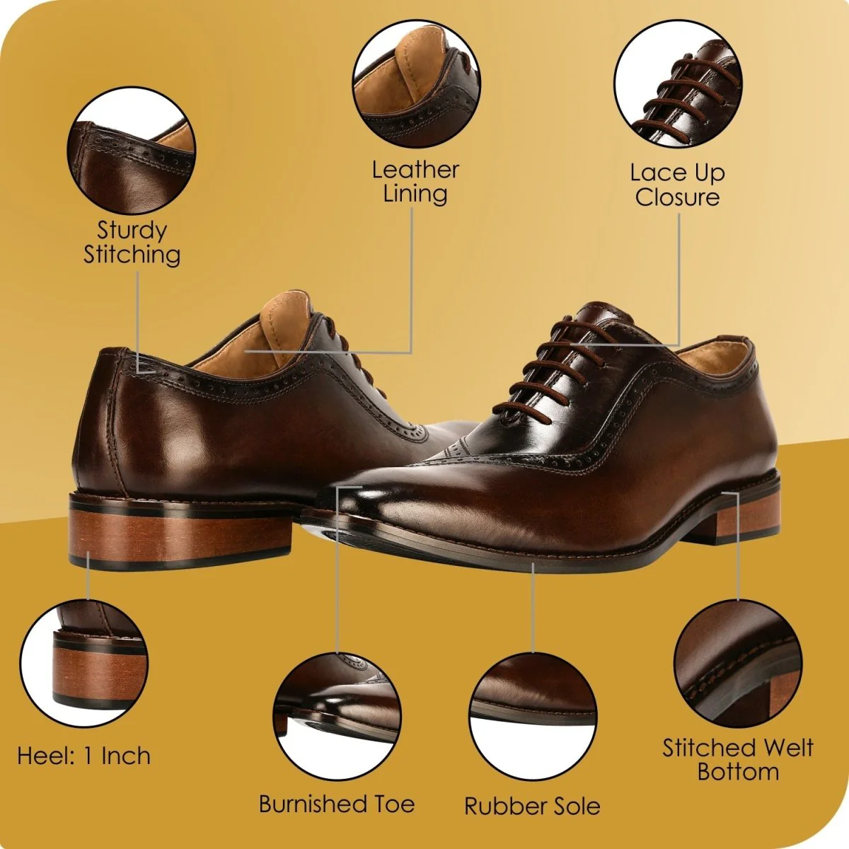 Liberty Zeno Debonair Genuine Leather Oxford Style Dress Shoes For Men - Image 9