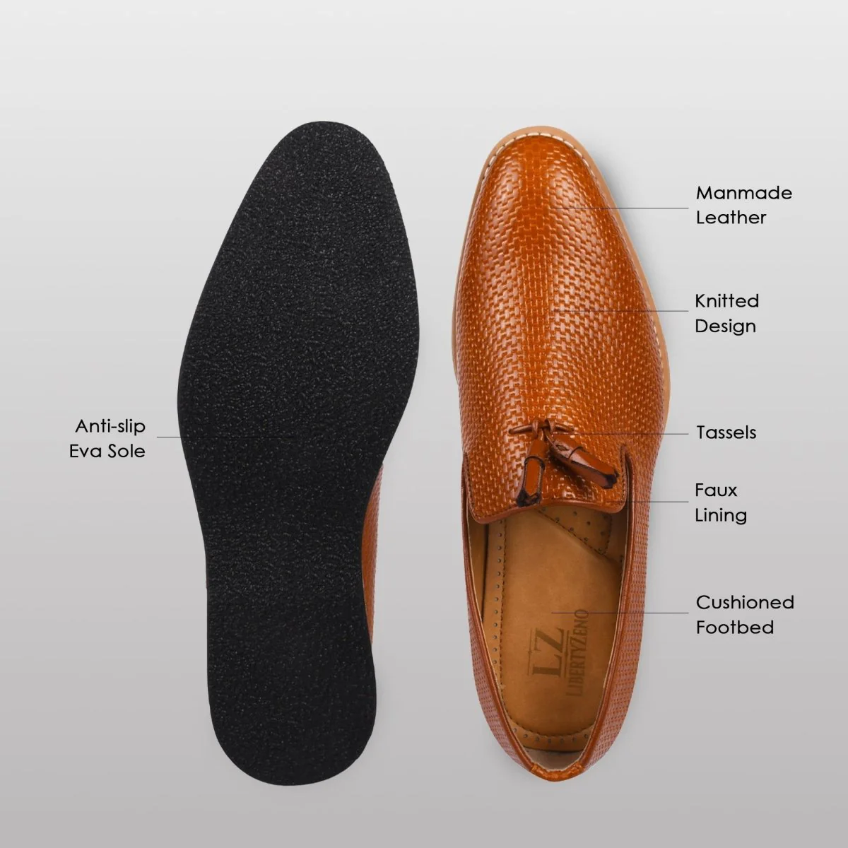Liberty Zeno Denis Mens knitted Upper Eva Sole Tassel Loafers - Image 4