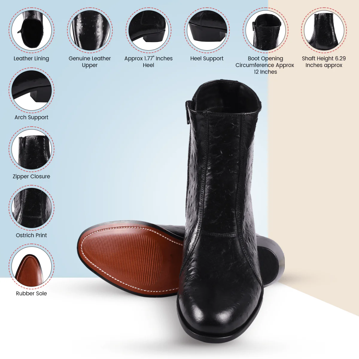 Liberty Zeno Jazzy Jackman Leather Print Ankle Length Boots - Image 55