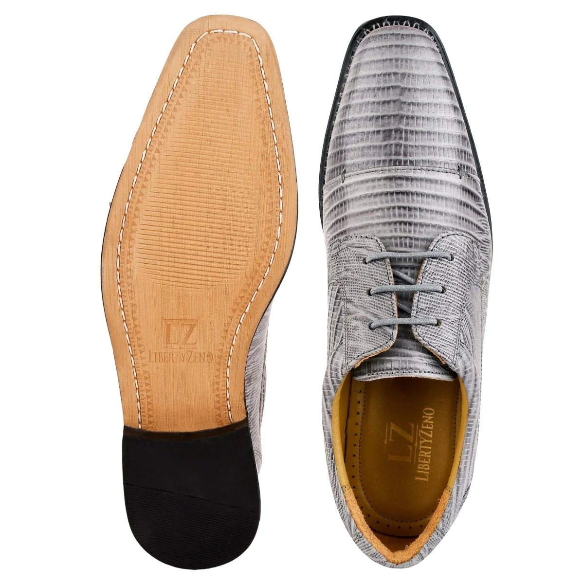 Liberty Zeno Jostin Genuine Leather Lizard Print Oxford Style Dress Shoes For Men - Image 15