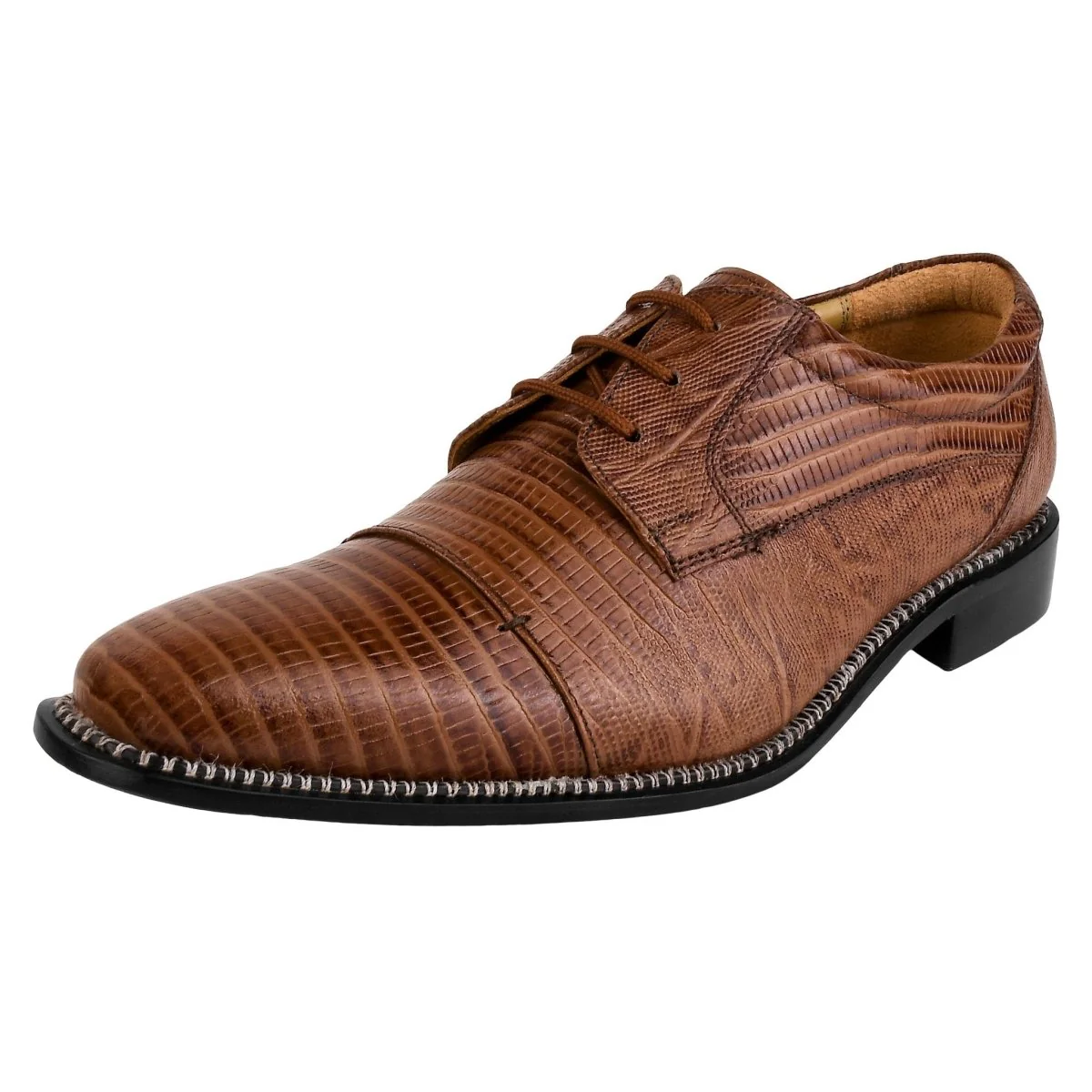 Liberty Zeno Jostin Genuine Leather Lizard Print Oxford Style Dress Shoes For Men - Image 17