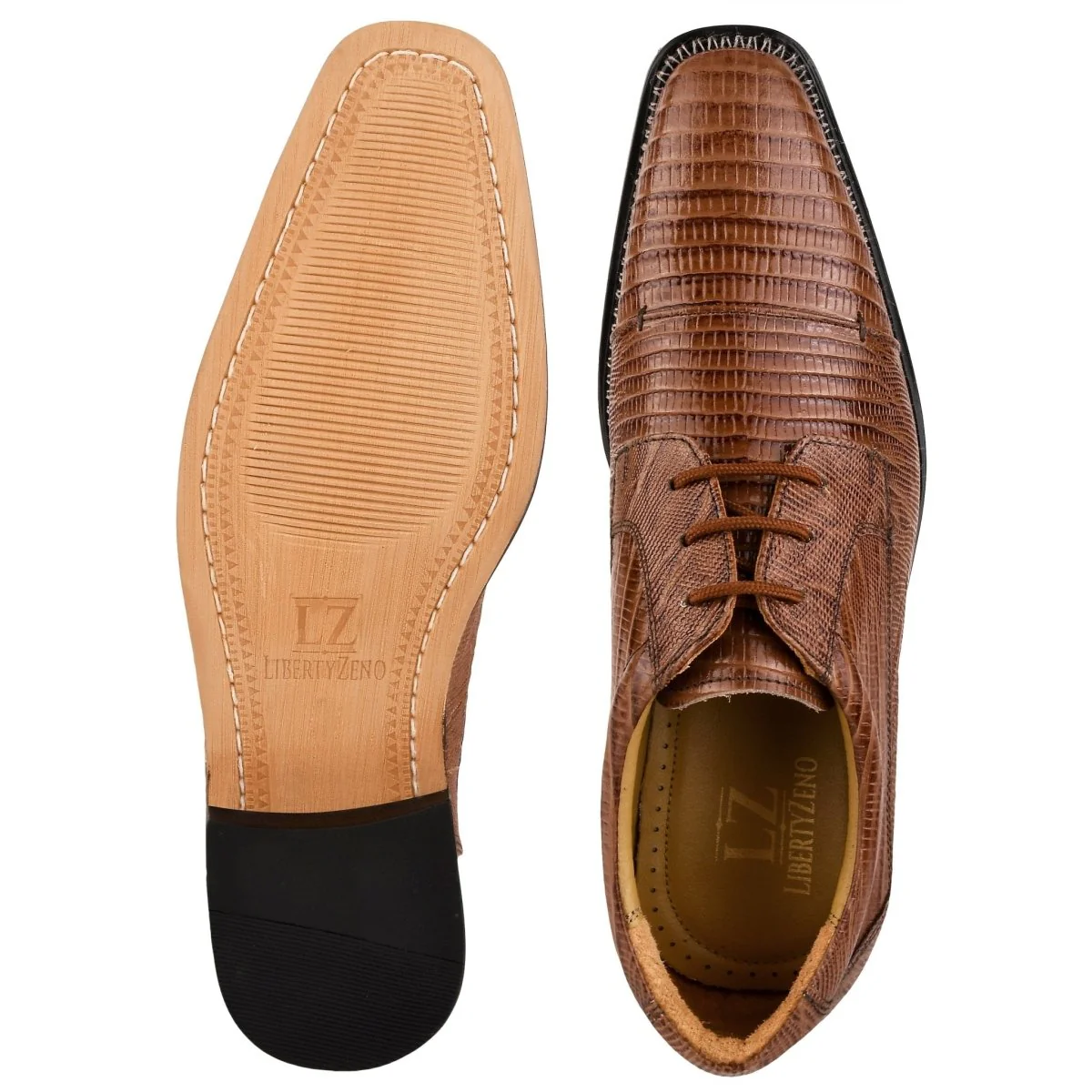 Liberty Zeno Jostin Genuine Leather Lizard Print Oxford Style Dress Shoes For Men - Image 23